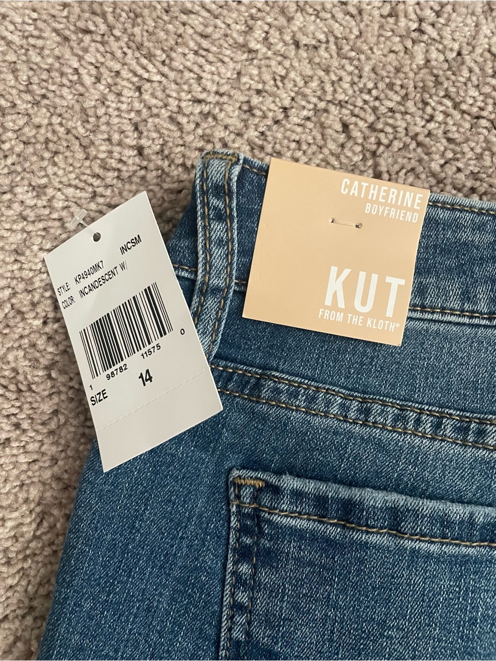 NWT KUT Catherine Boyfriend Straight-Leg Medium Wash Jeans Women Size 14 - Picture 6 of 10